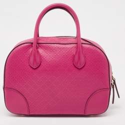 Pre Owned Gucci Fuchsia Diamante Leather Dome Satchel