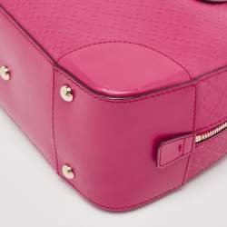 Pre Owned Gucci Fuchsia Diamante Leather Dome Satchel