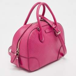 Pre Owned Gucci Fuchsia Diamante Leather Dome Satchel