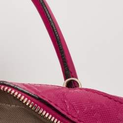 Pre Owned Gucci Fuchsia Diamante Leather Dome Satchel