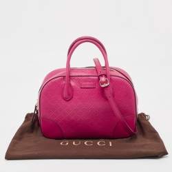 Pre Owned Gucci Fuchsia Diamante Leather Dome Satchel