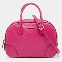 Pre Owned Gucci Fuchsia Diamante Leather Dome Satchel