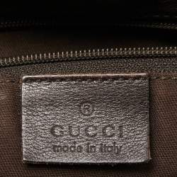 Pre Owned Gucci Beige/Brown GG Canvas and Leather D Ring Hobo