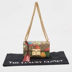 Gucci Multicolor GG Supreme Canvas and Leather Small Tian Padlock Shoulder Bag
