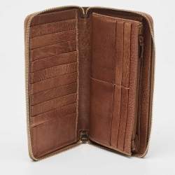 Pre Owned محفظة غوتشي بامبو غوتشيسيما بني بشراشيب وسحاب محيط