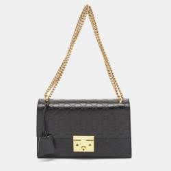 Gucci medium padlock signature leather hot sale shoulder bag