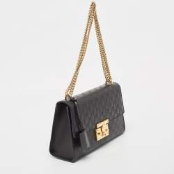 Pre Owned Gucci Black Guccissima Leather Medium Padlock Shoulder Bag