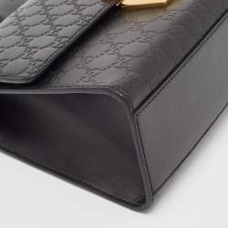 Pre Owned Gucci Black Guccissima Leather Medium Padlock Shoulder Bag