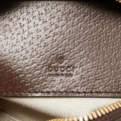Pre Owned Gucci Beige/Brown GG Supreme Canvas and Leather Mini Ophidia Satchel
