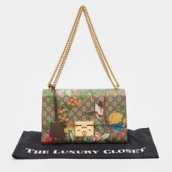 مملوكة مسبقًا Gucci Multicolor Tian Print GG Supreme Canvas Medium Padlock Shoulder Bag