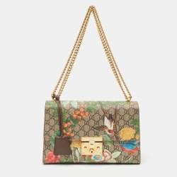 مملوكة مسبقًا Gucci Multicolor Tian Print GG Supreme Canvas Medium Padlock Shoulder Bag