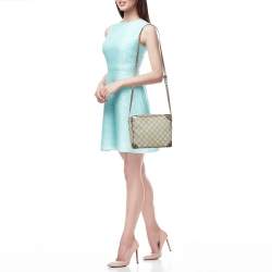 Pre Owned Gucci Brown/Beige GG Supreme Canvas and Leather Square Messenger Bag