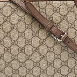 Pre Owned Gucci Brown/Beige GG Supreme Canvas and Leather Square Messenger Bag