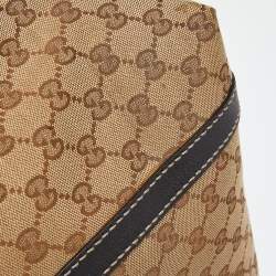 Pre Owned Gucci Beige/Black GG Canvas and Leather Medium New Ladies Web Tote  