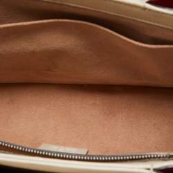 Pre Owned Gucci Red/Off White Leather Small Queen Margaret Top Handle Bag