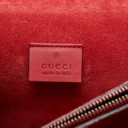 Pre Owned Gucci Red/Beige GG Supreme Canvas and Suede Small Dionysus Shoulder Bag