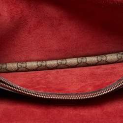 Pre Owned Gucci Red/Beige GG Supreme Canvas and Suede Small Dionysus Shoulder Bag