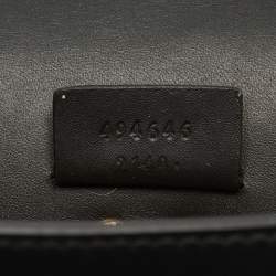 Pre Owned Gucci Black Leather Super Mini Sylvie Chain Shoulder Bag