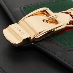 Pre Owned Gucci Black Leather Super Mini Sylvie Chain Shoulder Bag