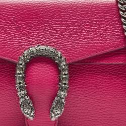 Pre Owned Gucci Pink Leather Small Dionysus Crystals Shoulder Bag