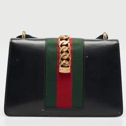 Pre Owned Gucci Black Leather Small Sylvie Shoulder Bag