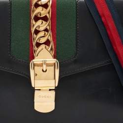 Pre Owned Gucci Black Leather Small Sylvie Shoulder Bag