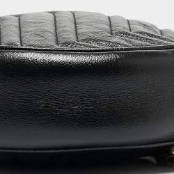 Pre Owned Gucci Black Matelassé Leather Mini GG Marmont Round Crossbody Bag