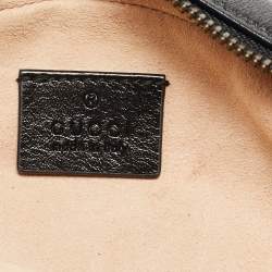 Pre Owned Gucci Black Matelassé Leather Mini GG Marmont Round Crossbody Bag