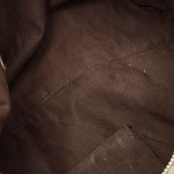 Pre Owned Gucci Beige/Off White GG Canvas and Leather Equestrian Horseshoe Satchel