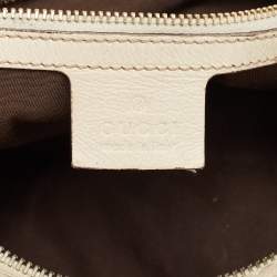 Pre Owned Gucci Beige/Off White GG Canvas and Leather Equestrian Horseshoe Satchel