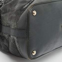 Pre Owned Gucci Green/Black Python and Leather Interlocking G Charm Bag