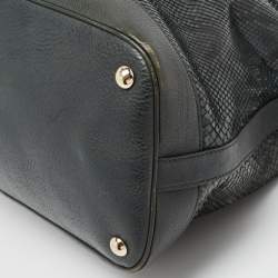 Pre Owned Gucci Green/Black Python and Leather Interlocking G Charm Bag