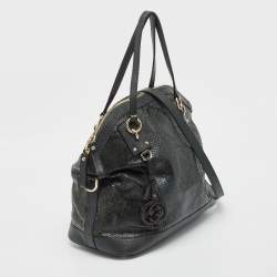 Pre Owned Gucci Green/Black Python and Leather Interlocking G Charm Bag