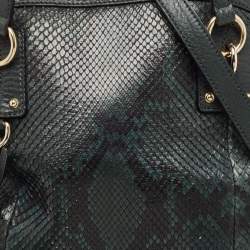 Pre Owned Gucci Green/Black Python and Leather Interlocking G Charm Bag