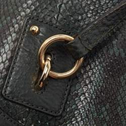 Pre Owned Gucci Green/Black Python and Leather Interlocking G Charm Bag