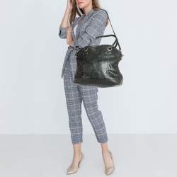 Pre Owned Gucci Green/Black Python and Leather Interlocking G Charm Bag