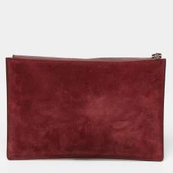 Pre Owned Gucci Old Rose GG Supreme Blooms Canvas and Suede Zip Pouch