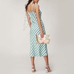 Pre Owned Gucci Old Rose GG Supreme Blooms Canvas and Suede Zip Pouch