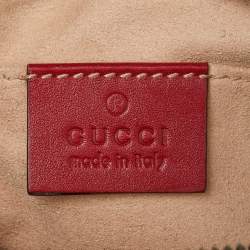 Pre Owned Gucci Red Matelassé Leather GG Marmont Belt Bag