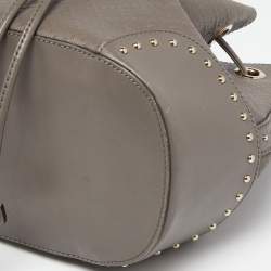 Pre Owned Gucci Grey Diamante Leather Medium Hilary Bucket Bag