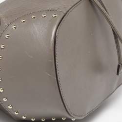 Pre Owned Gucci Grey Diamante Leather Medium Hilary Bucket Bag