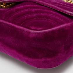 Gucci Purple Matelassé Velvet Small GG Marmont Shoulder Bag