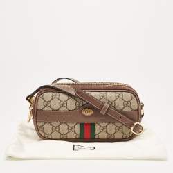 Gucci Beige/Brown GG Supreme Canvas and Leather Ophidia Crossbody Bag