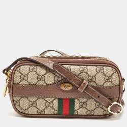 Gucci Beige/Brown GG Supreme Canvas and Leather Ophidia Crossbody Bag