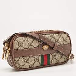Gucci Beige/Brown GG Supreme Canvas and Leather Ophidia Crossbody Bag