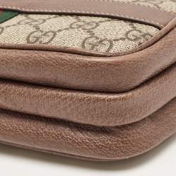 Gucci Beige/Brown GG Supreme Canvas and Leather Ophidia Crossbody Bag