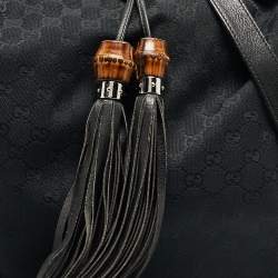 Pre Owned Gucci Black GG Canvas and Leather Large Babouska Indy Hobo