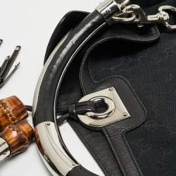 Pre Owned Gucci Black GG Canvas and Leather Large Babouska Indy Hobo