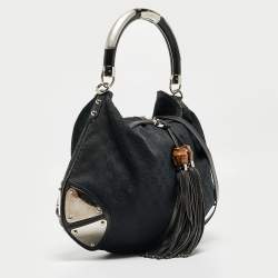 Pre Owned Gucci Black GG Canvas and Leather Large Babouska Indy Hobo