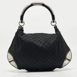 Pre Owned Gucci Black GG Canvas and Leather Large Babouska Indy Hobo